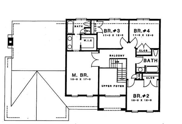 Home Plan - Traditional Floor Plan - Upper Floor Plan #1001-125