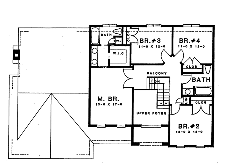 Home Plan - Floor Plan - Upper Floor for Traditional House Plan #1001-125 - 4 bed, 2.5 bath