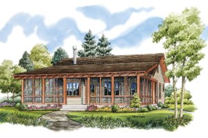 Exterior - Front Elevation 3 for Country House Plan #942-13 - 2 bed, 2 bath