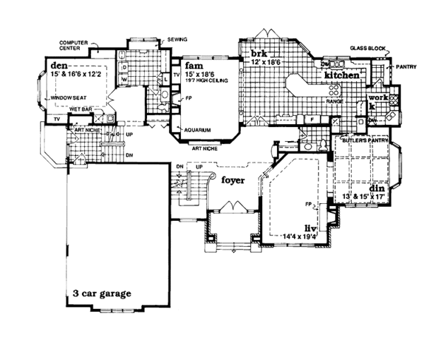 Architectural House Design - Mediterranean Floor Plan - Main Floor Plan #47-895