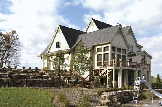 Exterior - Rear Elevation for European House Plan #928-25 - 6 bed, 3.5 bath