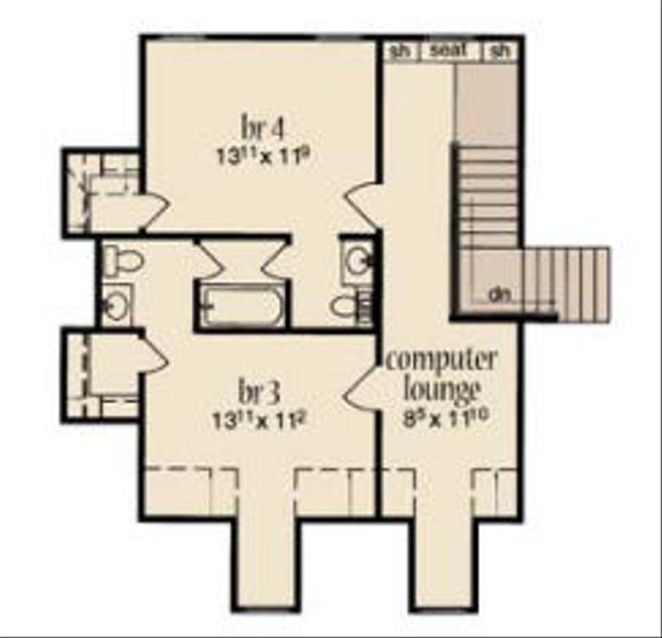 House Plan Design - European Floor Plan - Upper Floor Plan #36-470