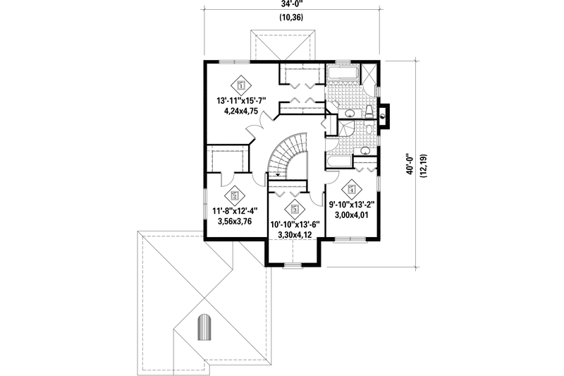 Home Plan - Floor Plan - Upper Floor for European House Plan #25-4706 - 4 bed, 2 bath