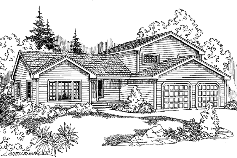 Architectural House Design - Traditional Exterior - Front Elevation Plan #60-1037