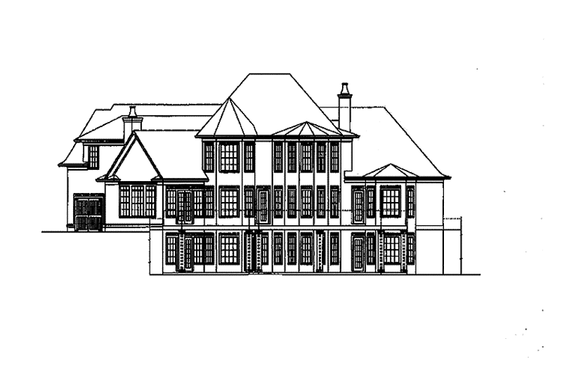 Home Plan - Exterior - Rear Elevation for European House Plan #54-282 - 3 bed, 3.5 bath