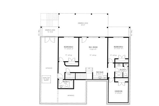 Floor Plan - Lower Floor for Craftsman House Plan #437-122 - 4 bed, 4 bath