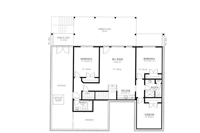 Home Plan - Floor Plan - Lower Floor for Craftsman House Plan #437-122 - 4 bed, 4 bath