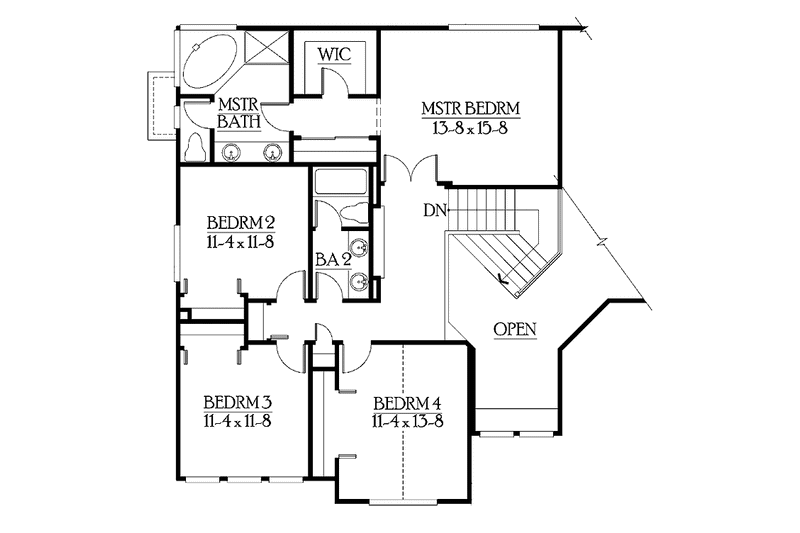 Dream House Plan - Floor Plan - Upper Floor for Craftsman House Plan #132-295 - 4 bed, 2.5 bath