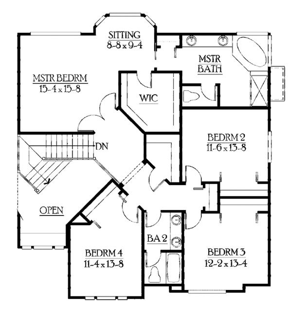 Architectural House Design - Craftsman Floor Plan - Upper Floor Plan #132-389