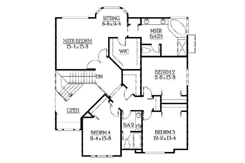 House Design - Floor Plan - Upper Floor for Craftsman House Plan #132-389 - 4 bed, 2.5 bath