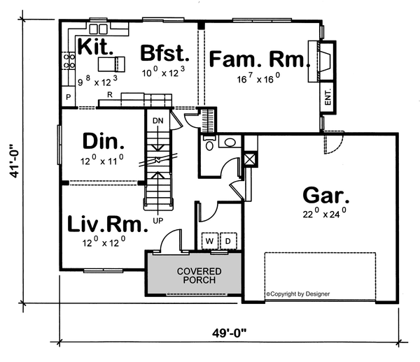 Dream House Plan - Floor Plan - Main Floor for European House Plan #20-2034 - 4 bed, 3.5 bath