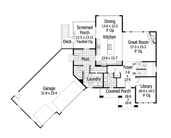 House Plan Design - Craftsman Floor Plan - Main Floor Plan #51-1101