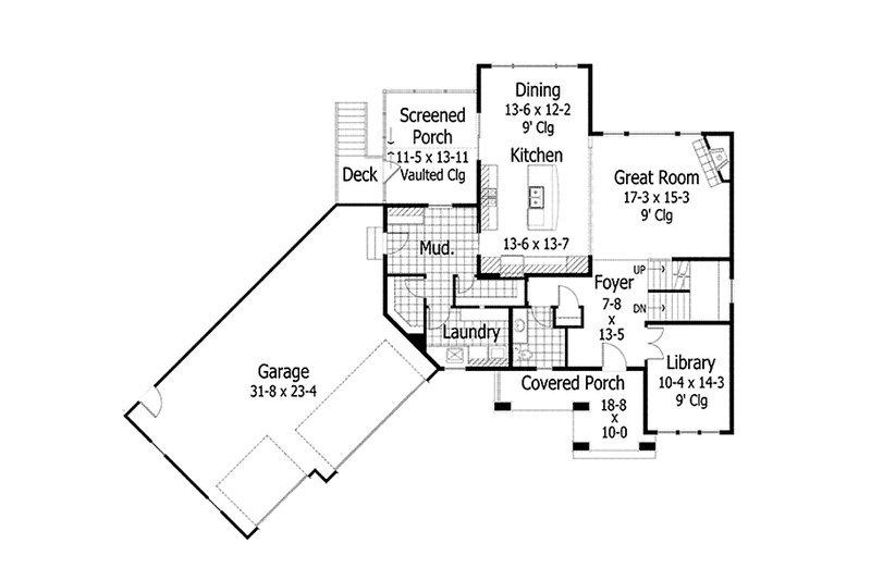 Home Plan - Floor Plan - Main Floor for Craftsman House Plan #51-1101 - 4 bed, 2.5 bath