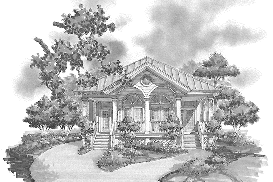 Exterior - Rear Elevation for Country House Plan #930-73 - 2 bed, 2 bath