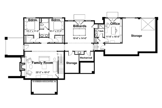 Floor Plan - Lower Floor for Traditional House Plan #928-128 - 3 bed, 3.5 bath