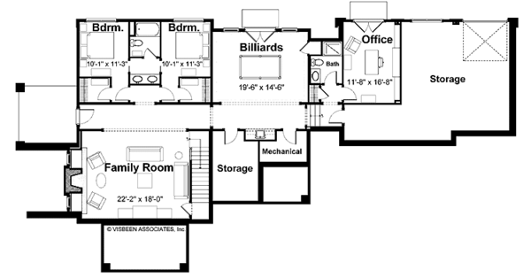 House Design - Traditional Floor Plan - Lower Floor Plan #928-128