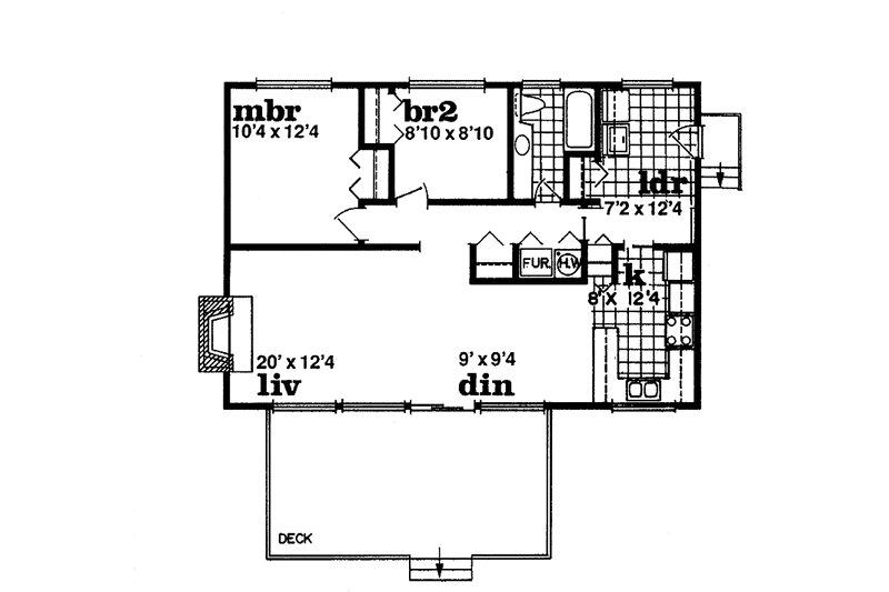 Home Plan - Floor Plan - Main Floor for Contemporary House Plan #47-652 - 2 bed, 1 bath