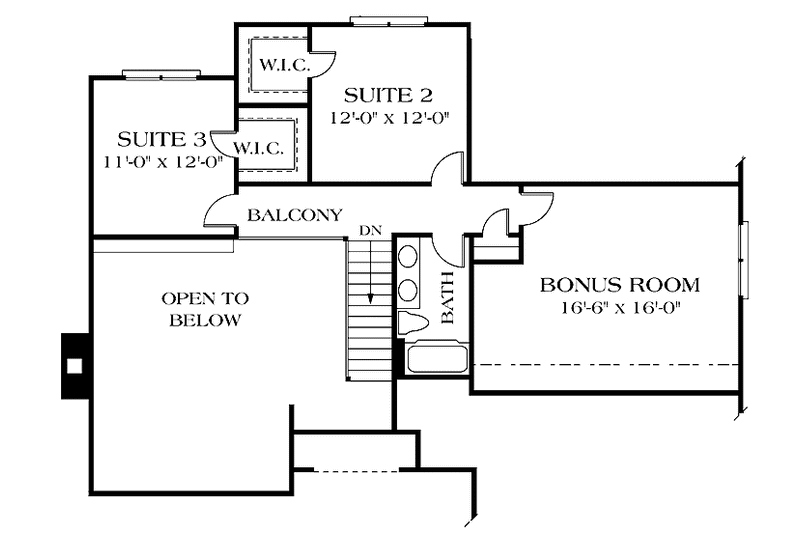 House Blueprint - Floor Plan - Upper Floor for Country House Plan #453-481 - 3 bed, 2.5 bath