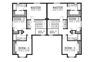 Floor Plan - Upper Floor for Traditional House Plan #96-203 - 3 bed, 2.5 bath