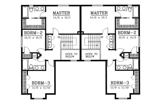 Floor Plan - Upper Floor for Traditional House Plan #96-203 - 3 bed, 2.5 bath