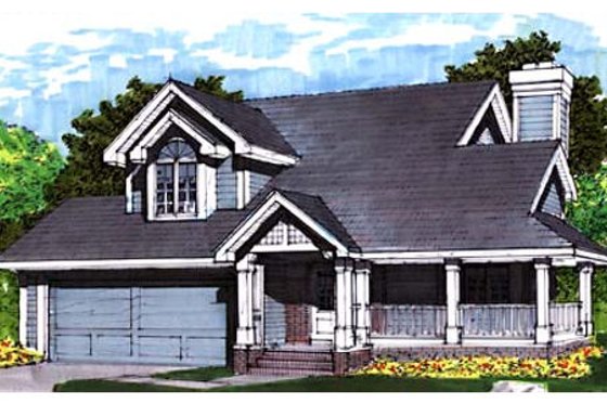 Exterior - Front Elevation for Country House Plan #320-348 - 2 bed, 2.5 bath