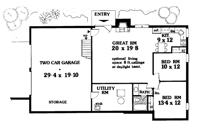 Architectural House Design - Floor Plan - Lower Floor for Country House Plan #3-323 - 3 bed, 2.5 bath