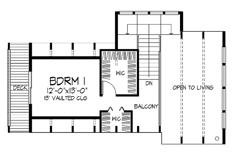 Home Plan - Floor Plan - Upper Floor for Prairie House Plan #320-1421 - 1 bed, 1 bath