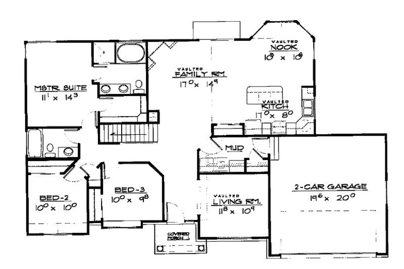 Home Plan - Floor Plan - Main Floor for European House Plan #308-279 - 3 bed, 2 bath