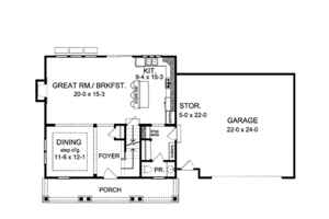 Floor Plan - Main Floor for Colonial House Plan #1010-14 - 3 bed, 2.5 bath