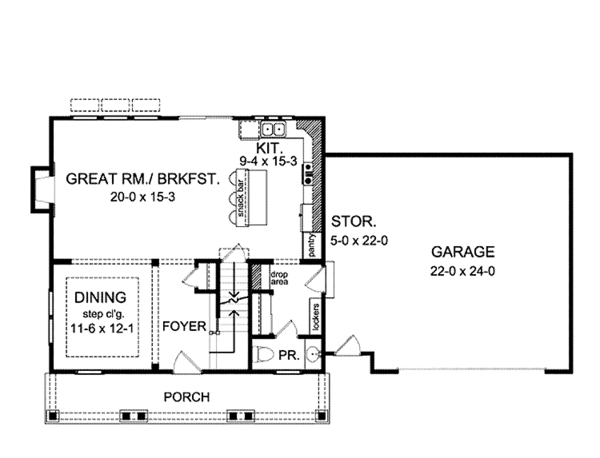 Dream House Plan - Colonial Floor Plan - Main Floor Plan #1010-14