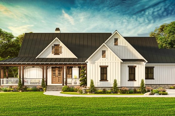 Exterior - Front Elevation 7 for Farmhouse House Plan #54-575 - 3 bed, 2.5 bath