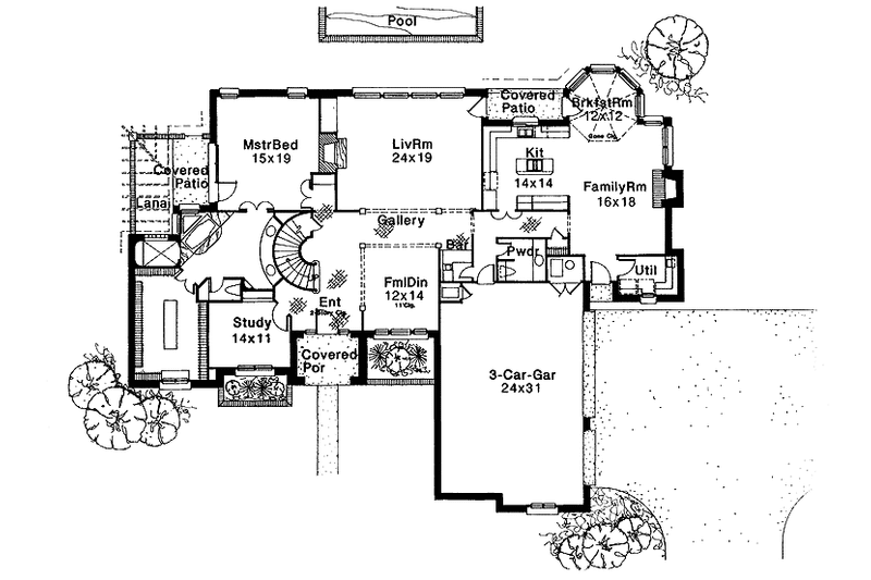Architectural House Design - Floor Plan - Main Floor for Colonial House Plan #310-1031 - 4 bed, 3.5 bath