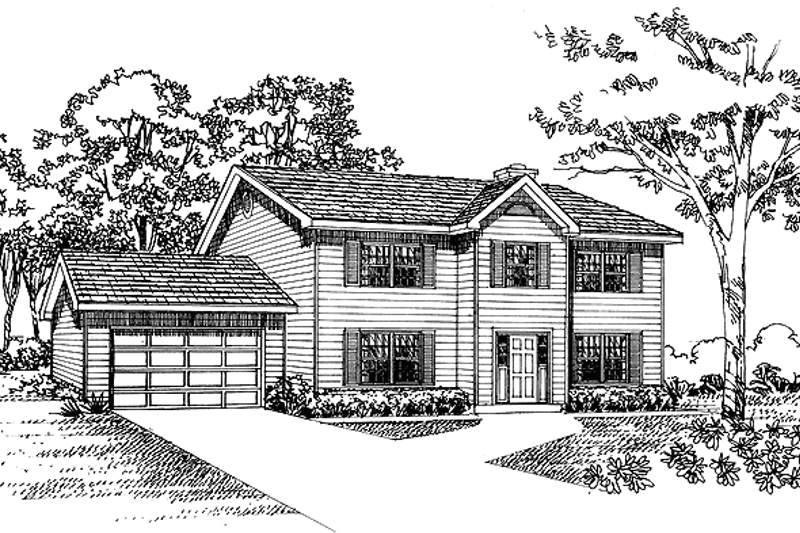 House Blueprint - Colonial Exterior - Front Elevation Plan #72-1044