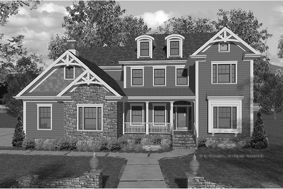 Exterior - Front Elevation 3 for Traditional House Plan #56-679 - 4 bed, 4 bath