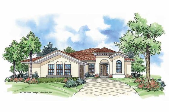 Exterior - Front Elevation 3 for Mediterranean House Plan #930-389 - 3 bed, 2 bath