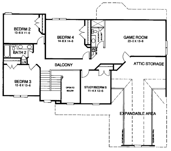 House Design - Traditional Floor Plan - Upper Floor Plan #952-43