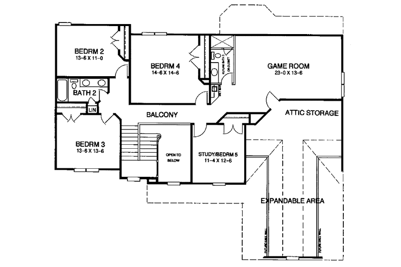 House Blueprint - Floor Plan - Upper Floor for Traditional House Plan #952-43 - 4 bed, 2.5 bath