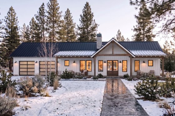 Exterior - Front Elevation 3 for Ranch House Plan #1105-22 - 3 bed, 2.5 bath