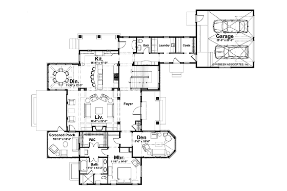 Floor Plan - Main Floor for Craftsman House Plan #928-171 - 3 bed, 3.5 bath