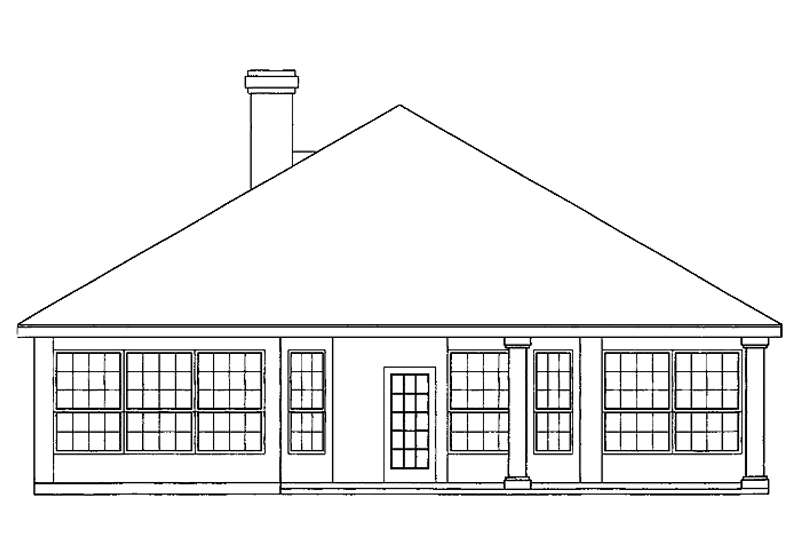 Home Plan - Exterior - Rear Elevation for Mediterranean House Plan #472-73 - 3 bed, 2 bath