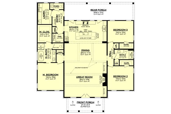 Floor Plan - Main Floor for Farmhouse House Plan #430-279 - 3 bed, 2.5 bath
