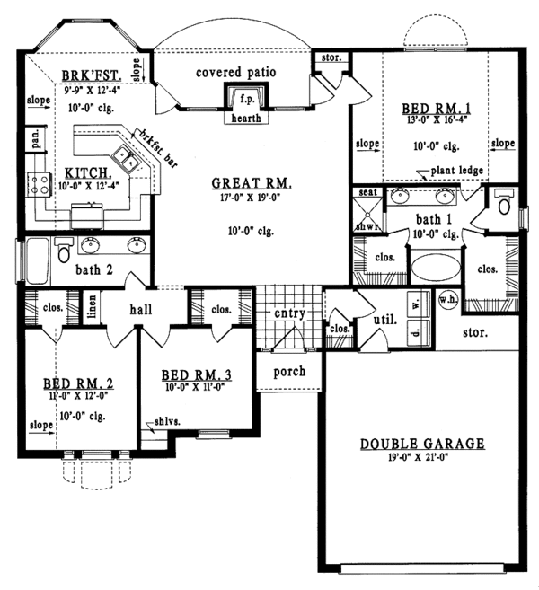 House Plan Design - European Floor Plan - Main Floor Plan #42-439