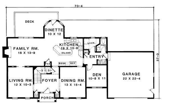 Home Plan - Colonial Floor Plan - Main Floor Plan #1001-98