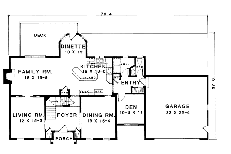 Architectural House Design - Floor Plan - Main Floor for Colonial House Plan #1001-98 - 4 bed, 2.5 bath