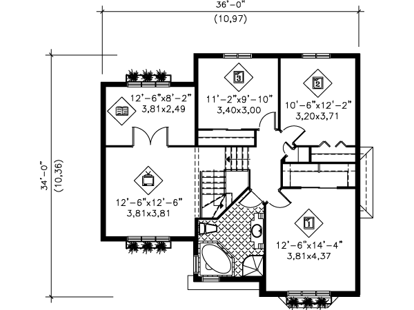 European Floor Plan - Upper Floor Plan #25-4178