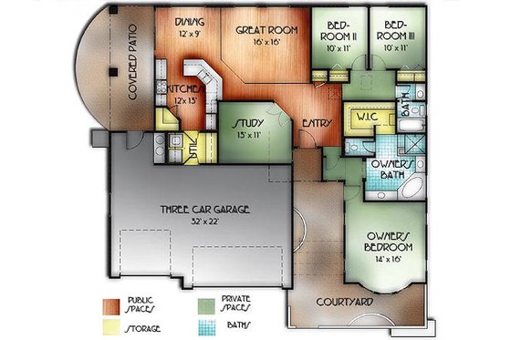 Floor Plan - Main Floor House Plan #24-244 - 3 bed, 2 bath