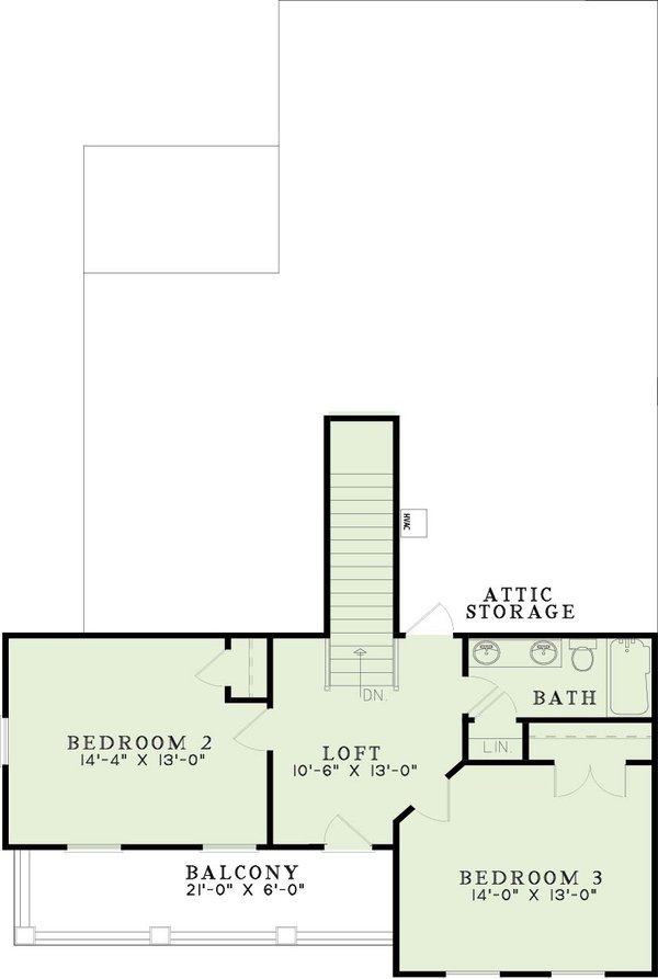 House Blueprint - Colonial Floor Plan - Upper Floor Plan #17-406