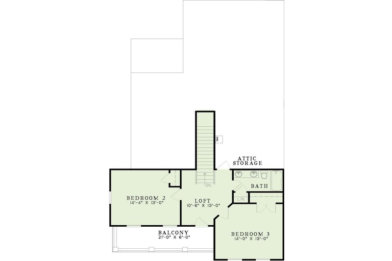 House Blueprint - Floor Plan - Upper Floor for Colonial House Plan #17-406 - 3 bed, 2.5 bath