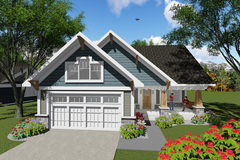 House Design - Craftsman Exterior - Front Elevation Plan #70-1256