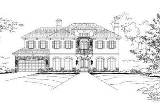 Exterior - Front Elevation for European House Plan #411-698 - 4 bed, 4.5 bath